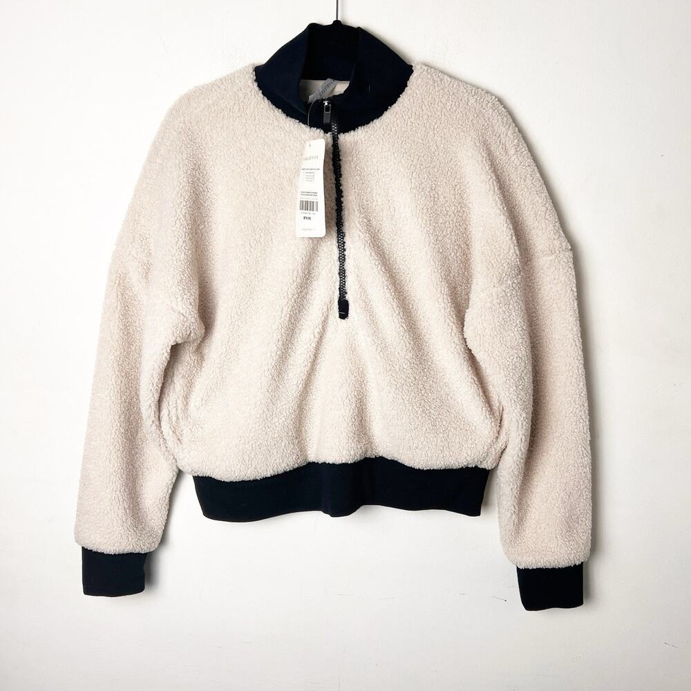 NWT Fabletics Dream Polar Fleece Pullover Cream Size Medium Quarter Zip Sherpa